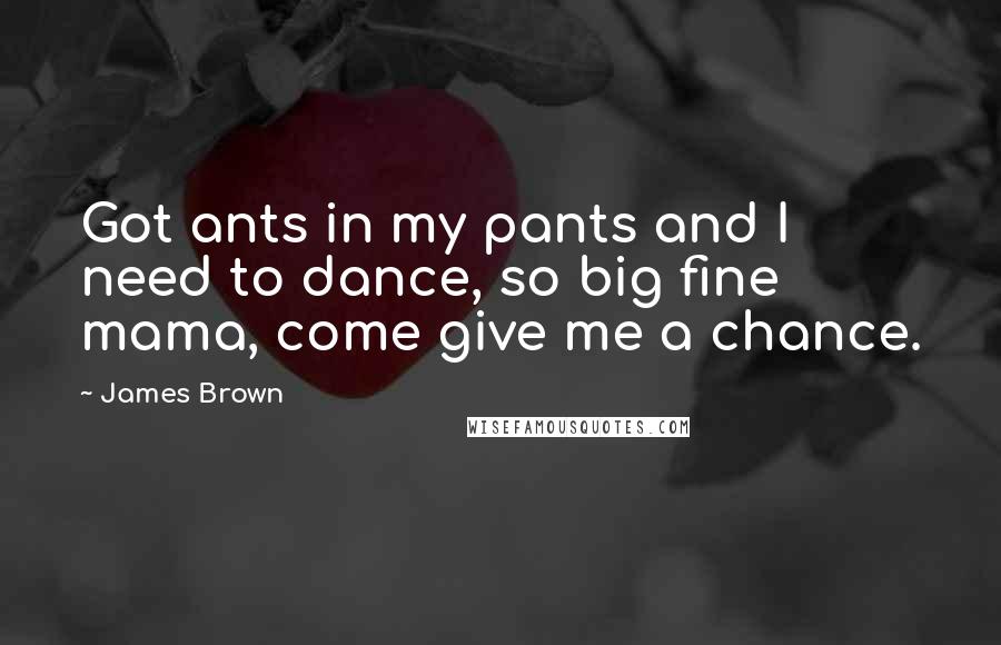 James Brown Quotes: Got ants in my pants and I need to dance, so big fine mama, come give me a chance.