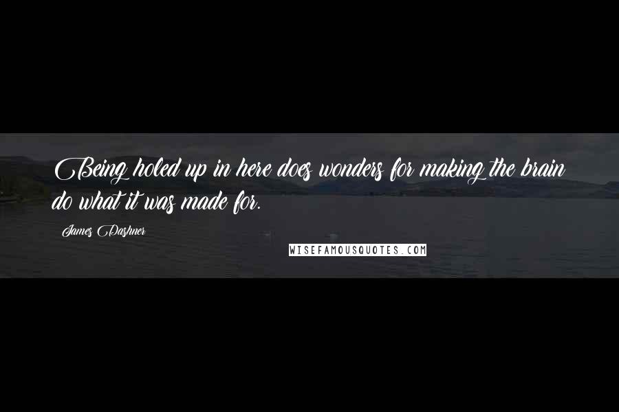 James Dashner Quotes: Being holed up in here does wonders for making the brain do what it was made for.