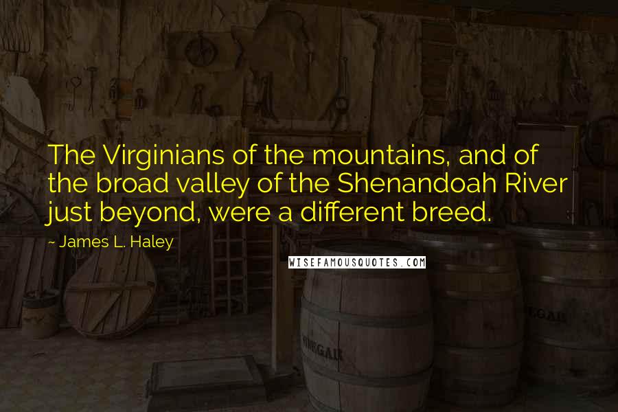 James L. Haley Quotes: The Virginians of the mountains, and of the broad valley of the Shenandoah River just beyond, were a different breed.