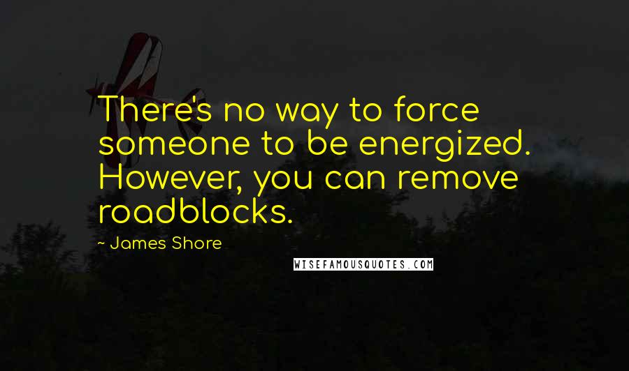 James Shore Quotes: There's no way to force someone to be energized. However, you can remove roadblocks.