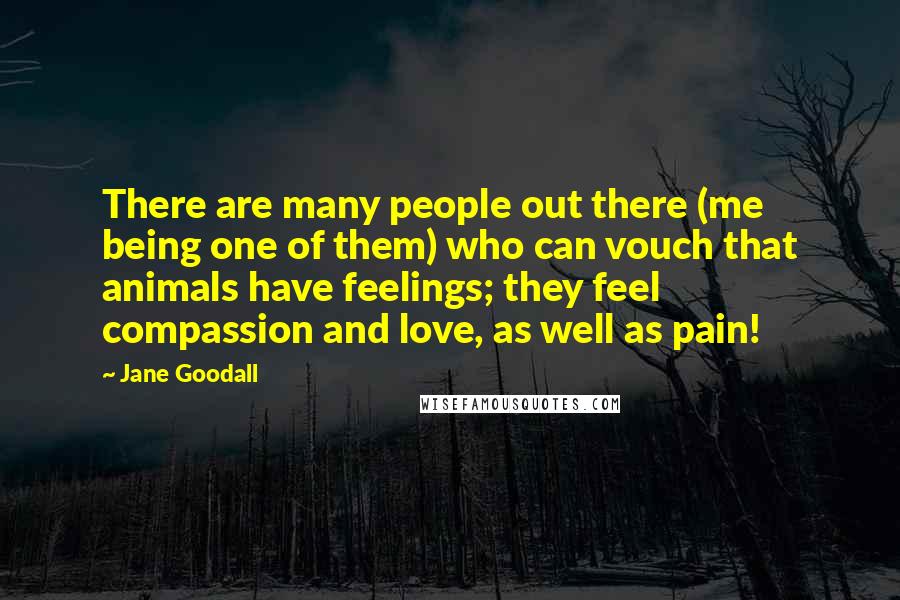 Jane Goodall Quotes: There are many people out there (me being one of them) who can vouch that animals have feelings; they feel compassion and love, as well as pain!