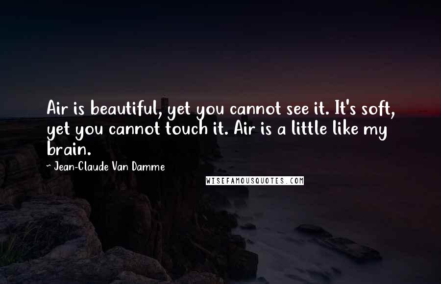 Jean-Claude Van Damme Quotes: Air is beautiful, yet you cannot see it. It's soft, yet you cannot touch it. Air is a little like my brain.