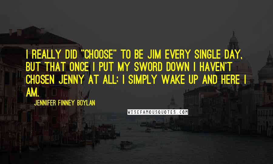 Jennifer Finney Boylan Quotes: I really did "choose" to be Jim every single day, but that once I put my sword down I haven't chosen Jenny at all; I simply wake up and here I am.