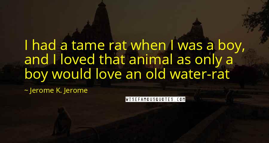 Jerome K. Jerome Quotes: I had a tame rat when I was a boy, and I loved that animal as only a boy would love an old water-rat