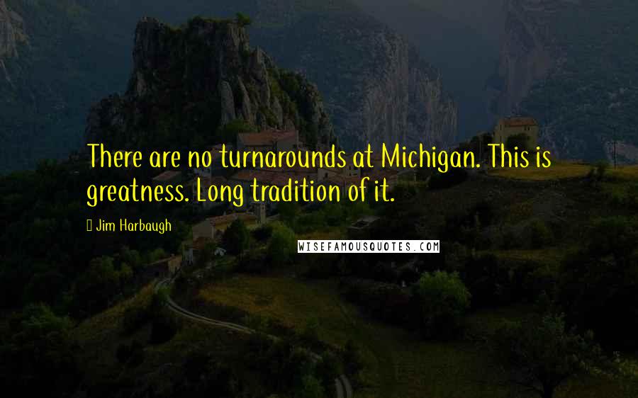 Jim Harbaugh Quotes: There are no turnarounds at Michigan. This is greatness. Long tradition of it.