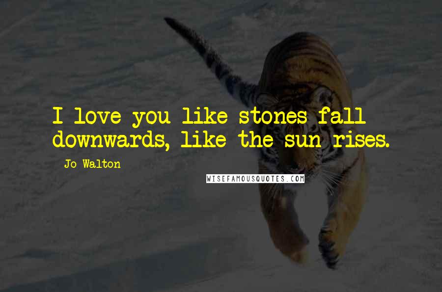 Jo Walton Quotes: I love you like stones fall downwards, like the sun rises.