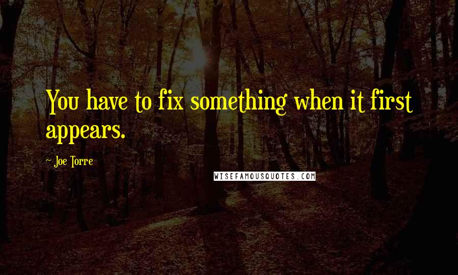 Joe Torre Quotes: You have to fix something when it first appears.