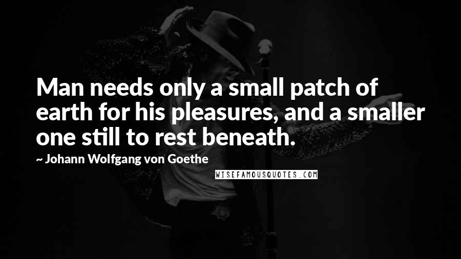 Johann Wolfgang Von Goethe Quotes: Man needs only a small patch of earth for his pleasures, and a smaller one still to rest beneath.