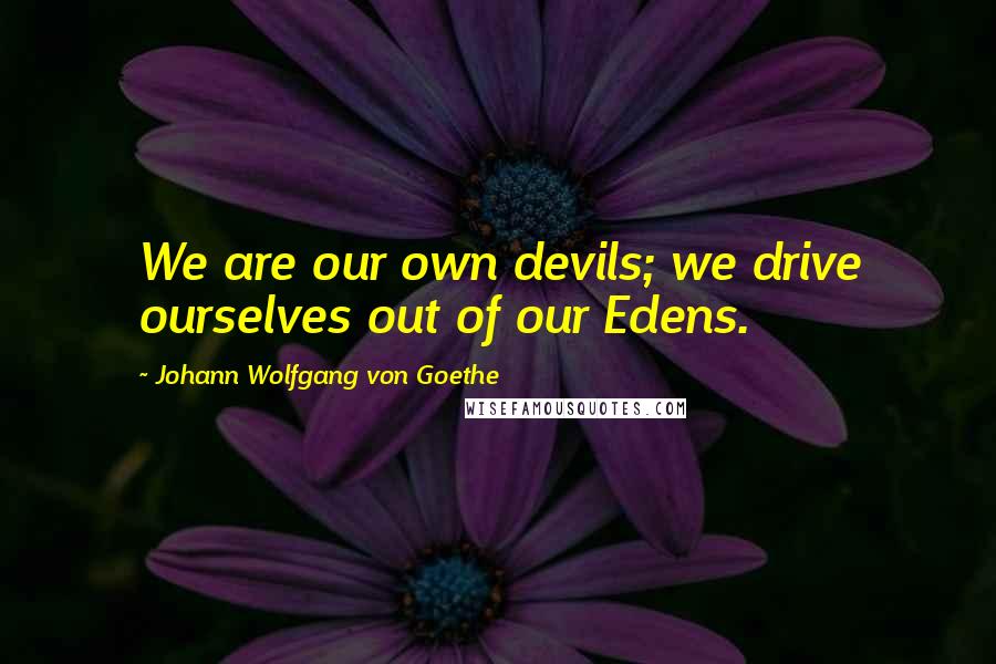 Johann Wolfgang Von Goethe Quotes: We are our own devils; we drive ourselves out of our Edens.