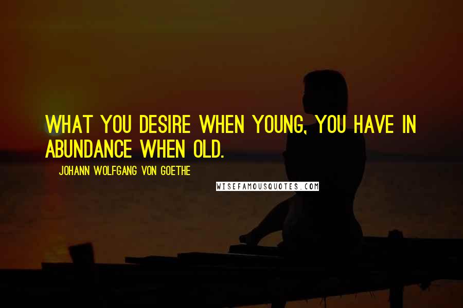 Johann Wolfgang Von Goethe Quotes: What you desire when young, you have in abundance when old.