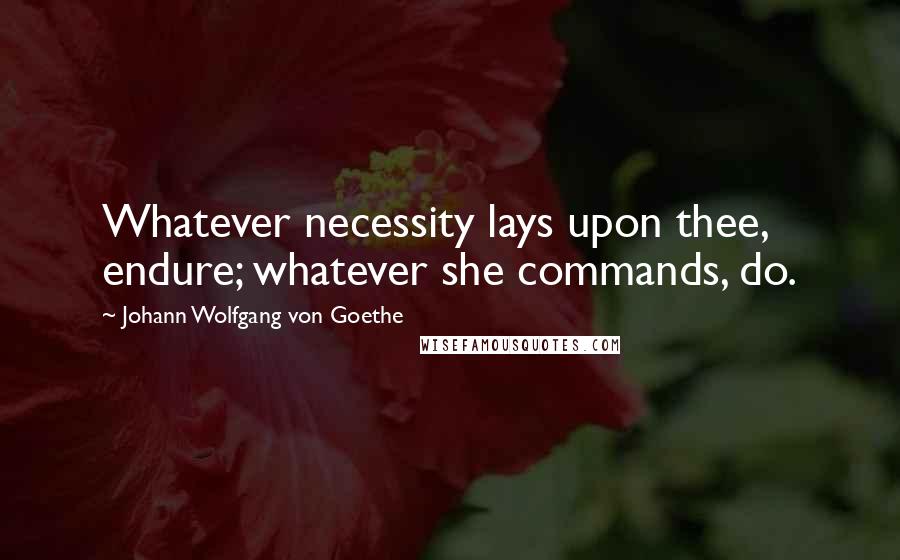 Johann Wolfgang Von Goethe Quotes: Whatever necessity lays upon thee, endure; whatever she commands, do.