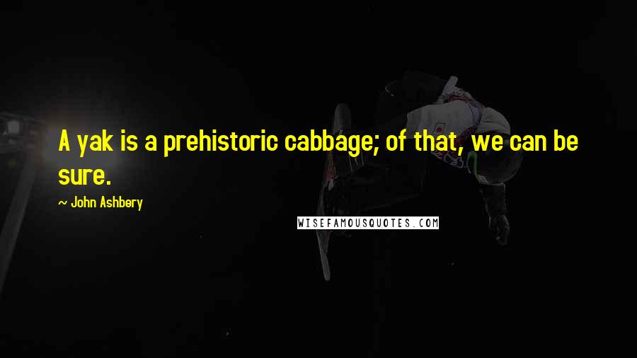 John Ashbery Quotes: A yak is a prehistoric cabbage; of that, we can be sure.