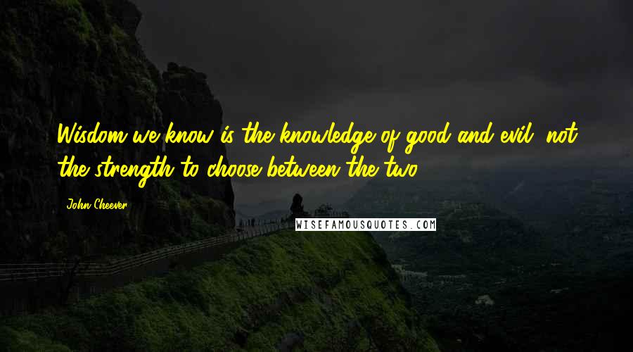 John Cheever Quotes: Wisdom we know is the knowledge of good and evil, not the strength to choose between the two.