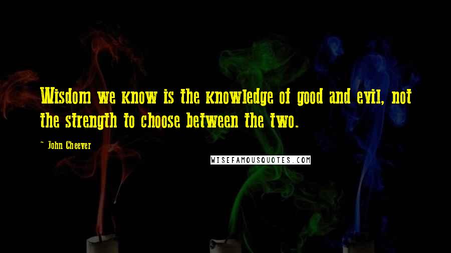 John Cheever Quotes: Wisdom we know is the knowledge of good and evil, not the strength to choose between the two.