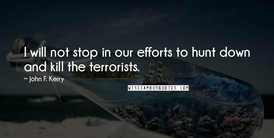 John F. Kerry Quotes: I will not stop in our efforts to hunt down and kill the terrorists.