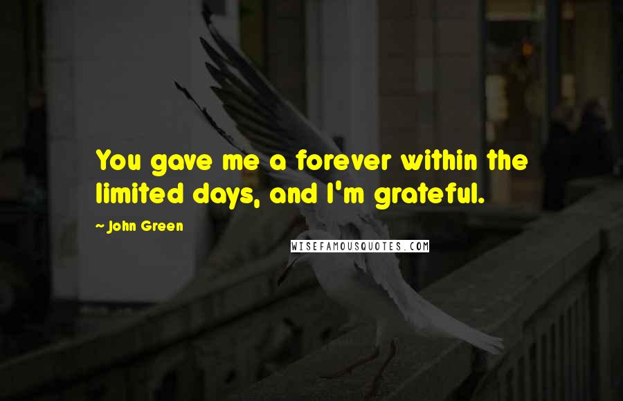 John Green Quotes: You gave me a forever within the limited days, and I'm grateful.