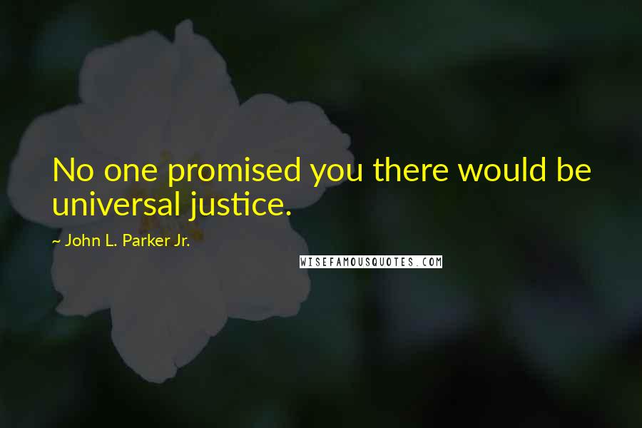 John L. Parker Jr. Quotes: No one promised you there would be universal justice.