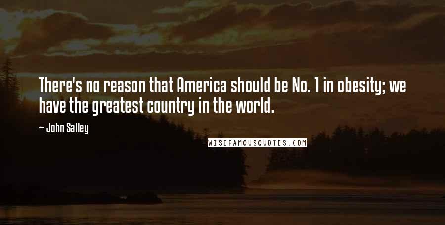 John Salley Quotes: There's no reason that America should be No. 1 in obesity; we have the greatest country in the world.