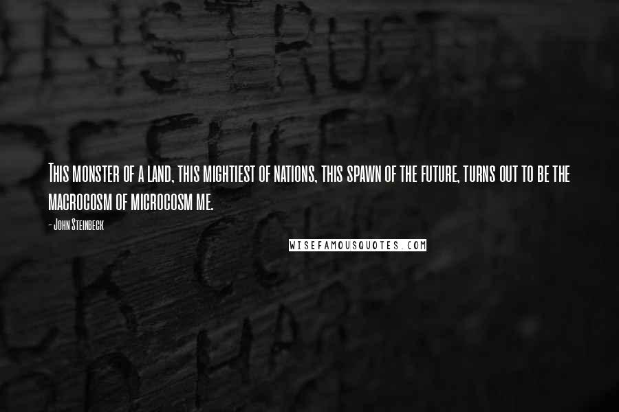 John Steinbeck Quotes: This monster of a land, this mightiest of nations, this spawn of the future, turns out to be the macrocosm of microcosm me.