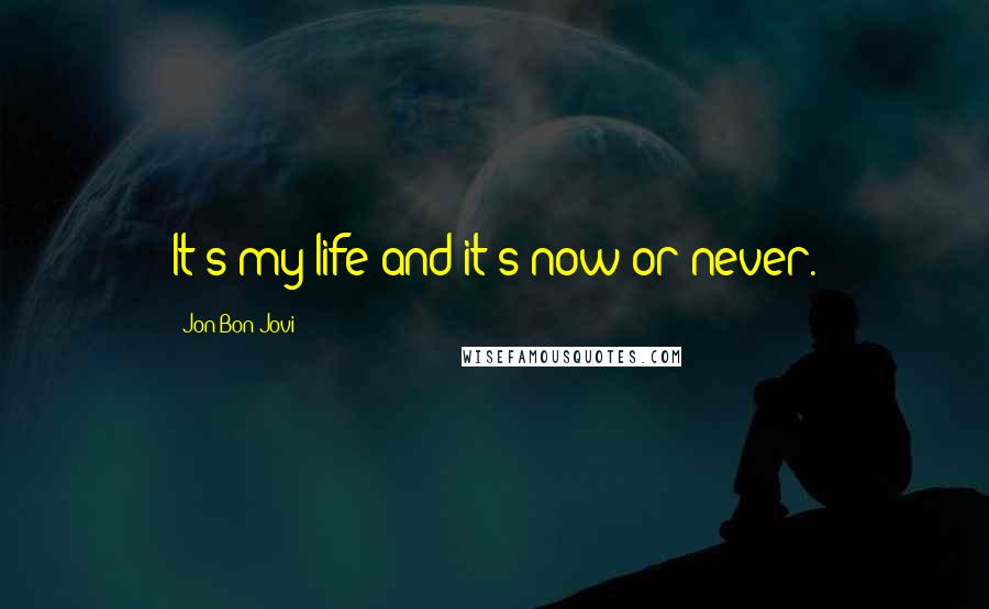 Jon Bon Jovi Quotes: It's my life and it's now or never.