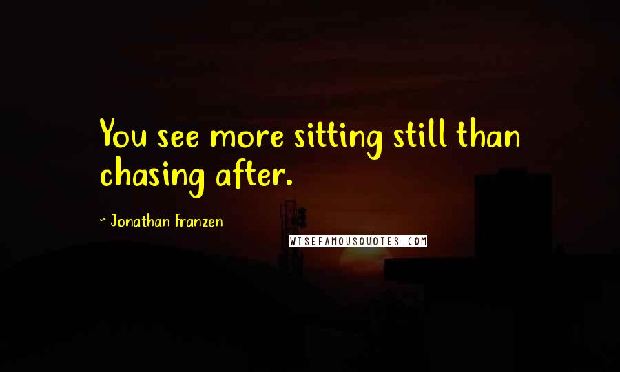 Jonathan Franzen Quotes: You see more sitting still than chasing after.