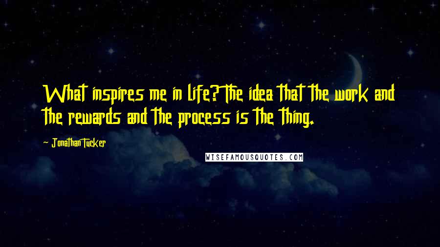 Jonathan Tucker Quotes: What inspires me in life? The idea that the work and the rewards and the process is the thing.