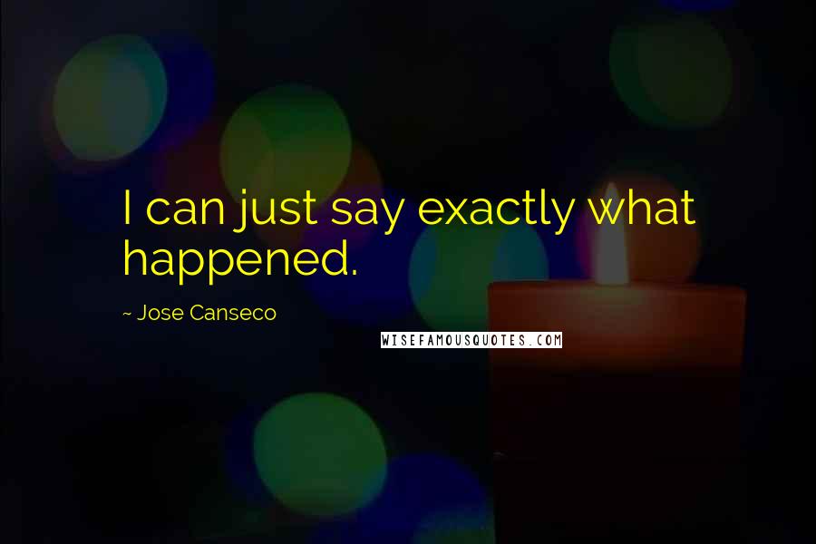 Jose Canseco Quotes: I can just say exactly what happened.