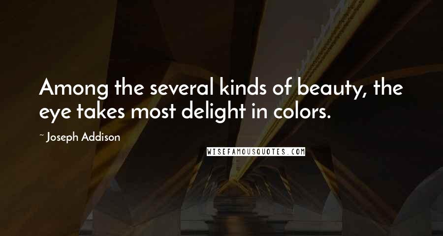 Joseph Addison Quotes: Among the several kinds of beauty, the eye takes most delight in colors.