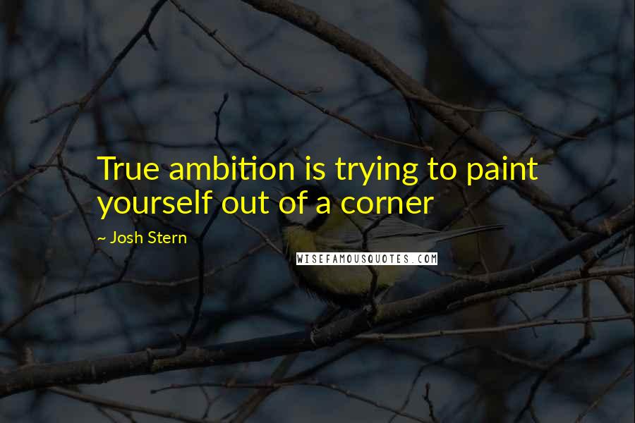 Josh Stern Quotes: True ambition is trying to paint yourself out of a corner