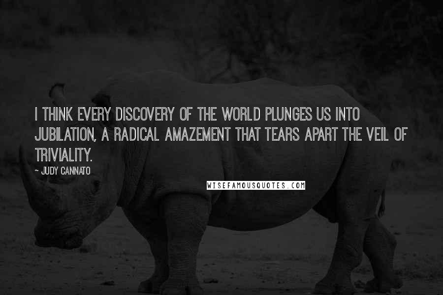 Judy Cannato Quotes: I think every discovery of the world plunges us into jubilation, a radical amazement that tears apart the veil of triviality.