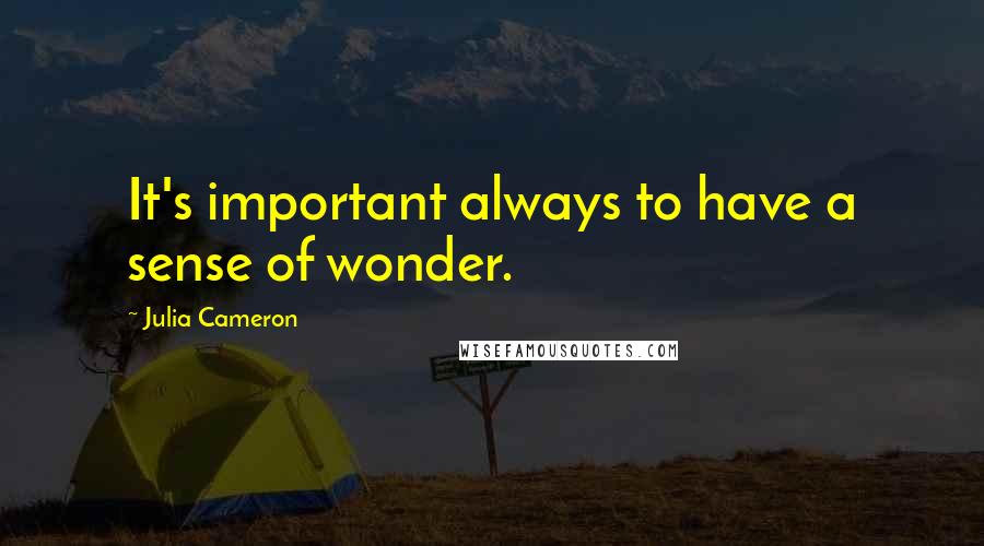 Julia Cameron Quotes: It's important always to have a sense of wonder.