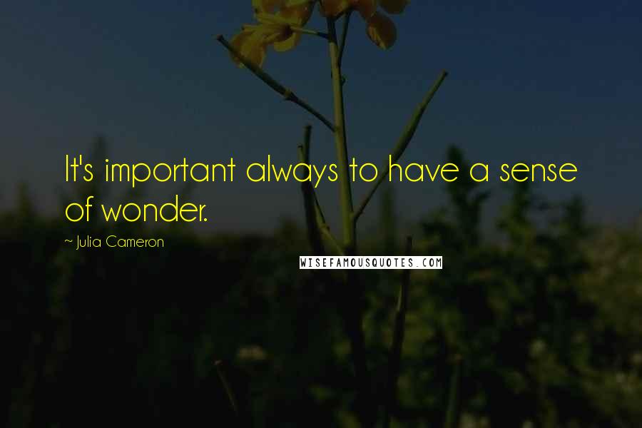 Julia Cameron Quotes: It's important always to have a sense of wonder.