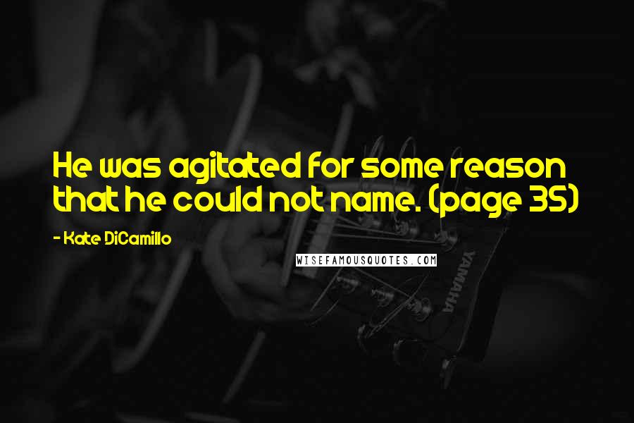 Kate DiCamillo Quotes: He was agitated for some reason that he could not name. (page 35)