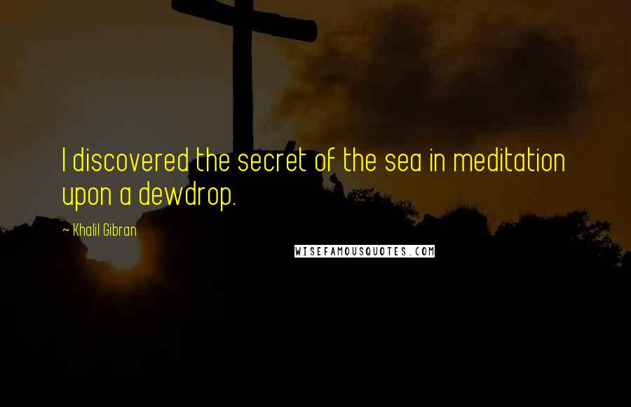 Khalil Gibran Quotes: I discovered the secret of the sea in meditation upon a dewdrop.