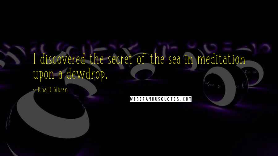 Khalil Gibran Quotes: I discovered the secret of the sea in meditation upon a dewdrop.