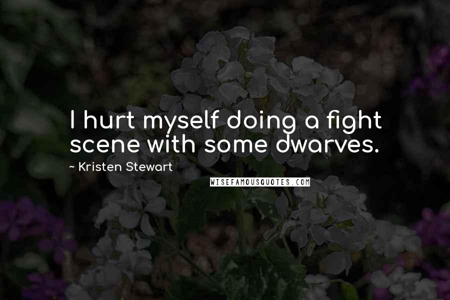 Kristen Stewart Quotes: I hurt myself doing a fight scene with some dwarves.