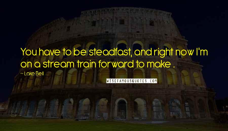 Lake Bell Quotes: You have to be steadfast, and right now I'm on a stream train forward to make .