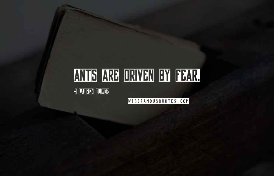 Lauren Oliver Quotes: Ants are driven by fear.