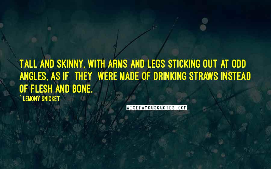 Lemony Snicket Quotes: Tall and skinny, with arms and legs sticking out at odd angles, as if [they] were made of drinking straws instead of flesh and bone.