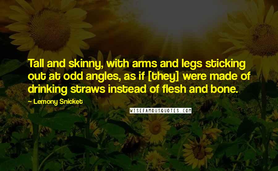 Lemony Snicket Quotes: Tall and skinny, with arms and legs sticking out at odd angles, as if [they] were made of drinking straws instead of flesh and bone.