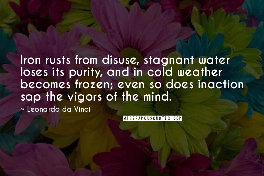 Leonardo Da Vinci Quotes: Iron rusts from disuse, stagnant water loses its purity, and in cold weather becomes frozen; even so does inaction sap the vigors of the mind.