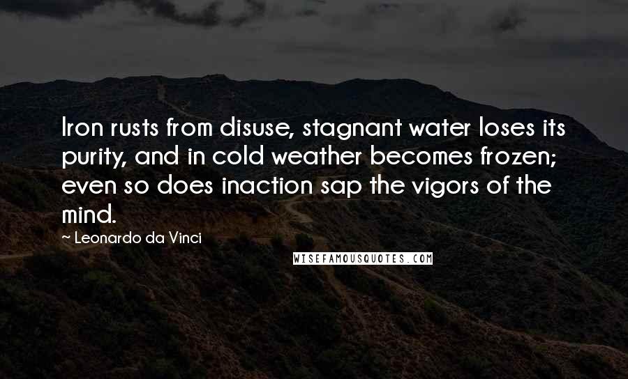 Leonardo Da Vinci Quotes: Iron rusts from disuse, stagnant water loses its purity, and in cold weather becomes frozen; even so does inaction sap the vigors of the mind.