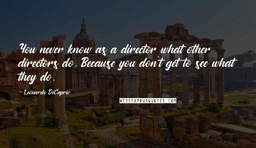 Leonardo DiCaprio Quotes: You never know as a director what other directors do. Because you don't get to see what they do.