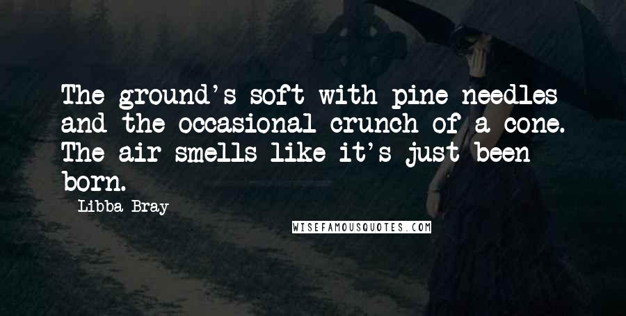 Libba Bray Quotes: The ground's soft with pine needles and the occasional crunch of a cone. The air smells like it's just been born.