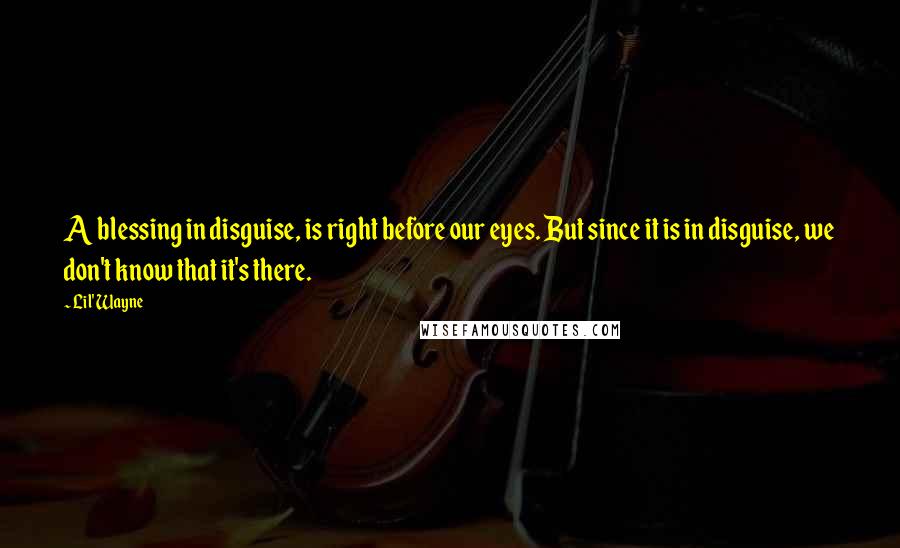 Lil' Wayne Quotes: A blessing in disguise, is right before our eyes. But since it is in disguise, we don't know that it's there.
