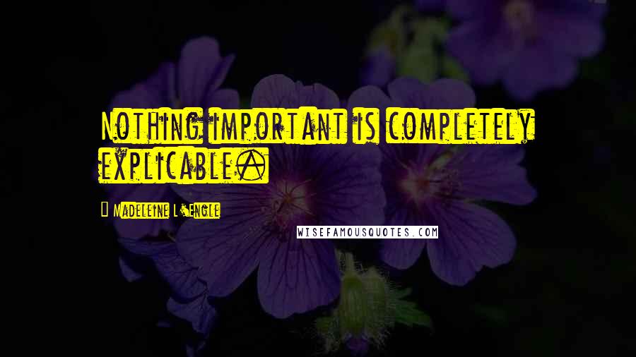 Madeleine L'Engle Quotes: Nothing important is completely explicable.