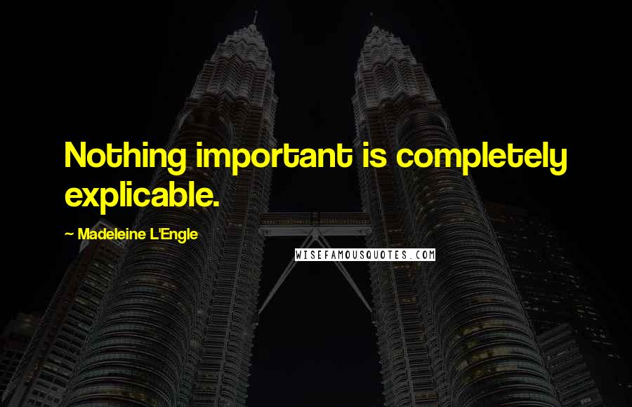 Madeleine L'Engle Quotes: Nothing important is completely explicable.