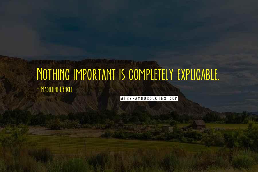 Madeleine L'Engle Quotes: Nothing important is completely explicable.