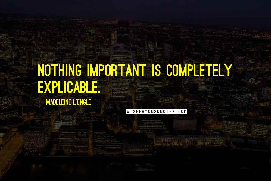 Madeleine L'Engle Quotes: Nothing important is completely explicable.