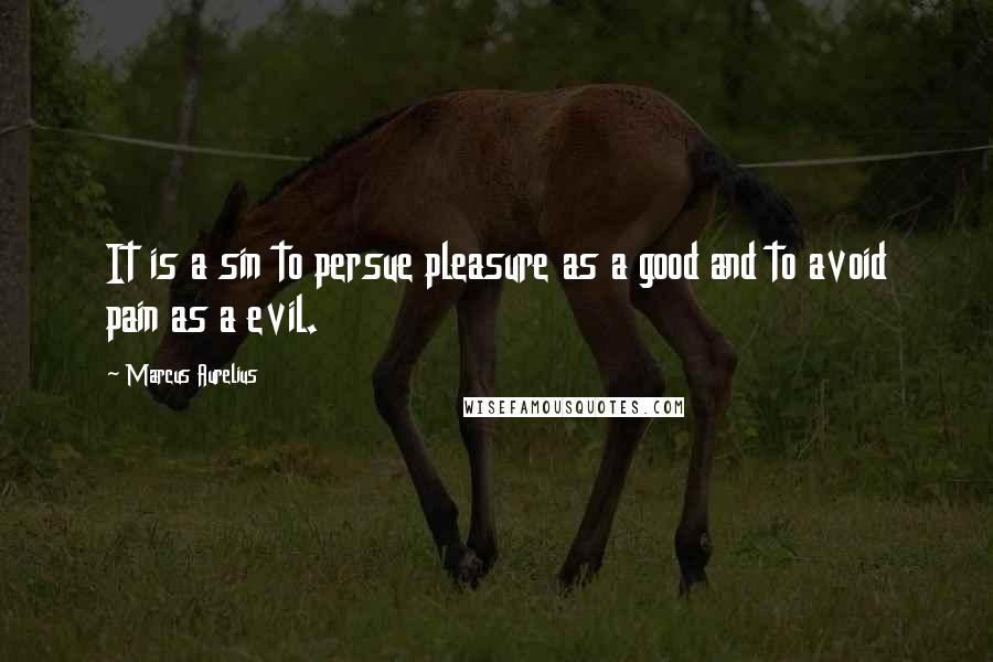 Marcus Aurelius Quotes: It is a sin to persue pleasure as a good and to avoid pain as a evil.